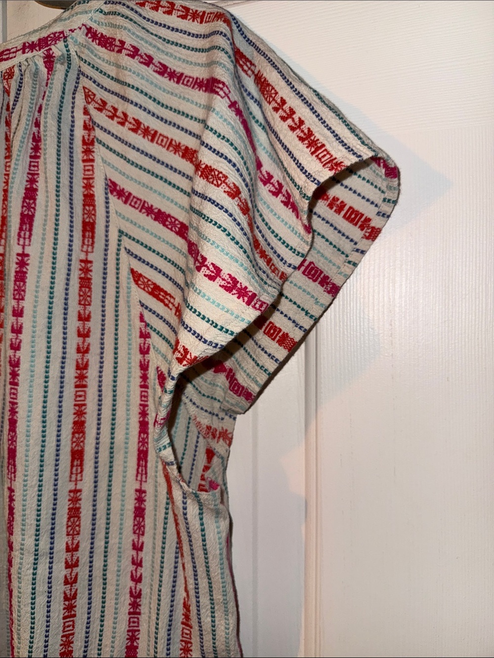 Dylan Kenzie Blouse XL Striped Flutter Sleeve Boho Top - Picture 8 of 10